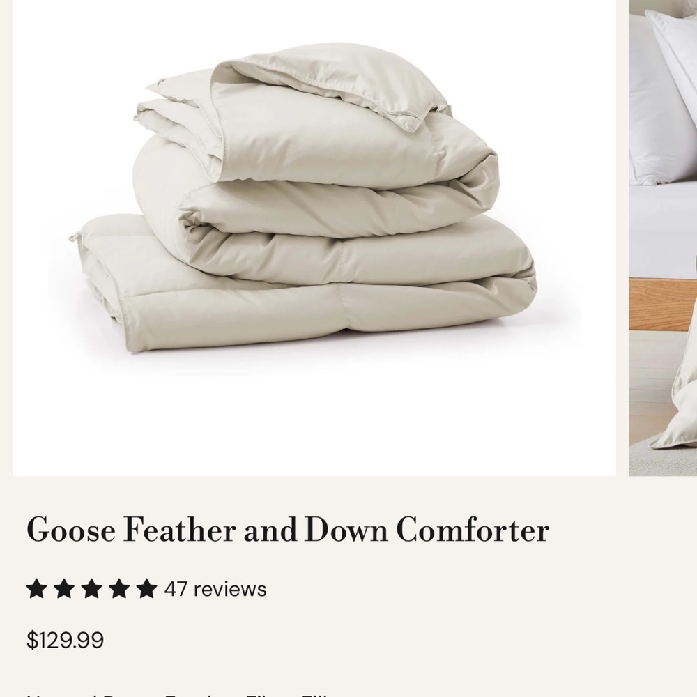 Puredown Cream Goose Feather Comforter
